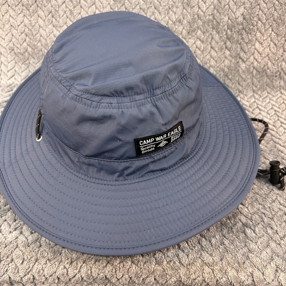 Camp War Eagle Logo Unisex Blue Halo Bucket Sun Hat Adjustable Strap OSFM